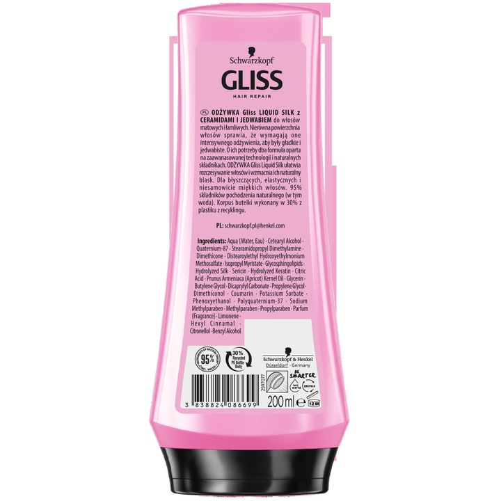 Gliss Liquid Silk szampon 400ml + balsam 200ml + Olejek termoochornny 150ml