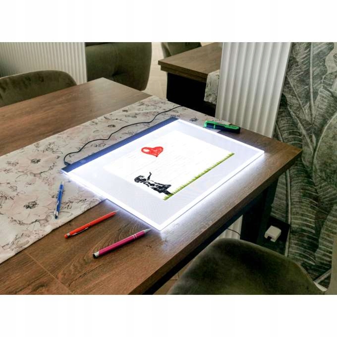 TABLET GRAFICZNY XL DESKA KREŚLARSKA DLA DZIECI RYSOWANIA LED A3 + GRATIS