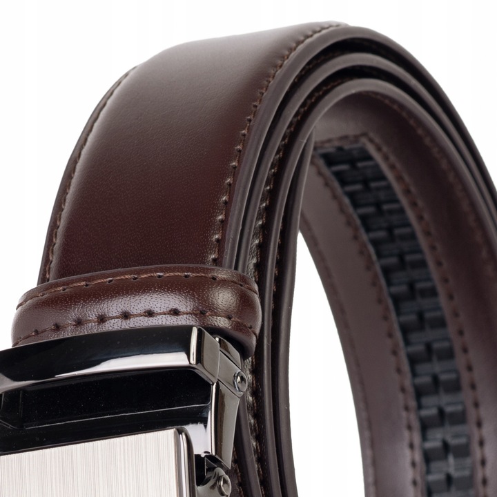 Pasek SKÓRZANY Męski Automat BRĄZOWY spodni klamra