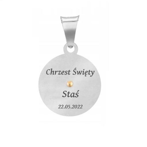 SREBRNY ŁAŃCUSZEK NASZYJNIK CUDOWNY 925 PAMIĄTKA I KOMUNII CHRZEST PREZENT