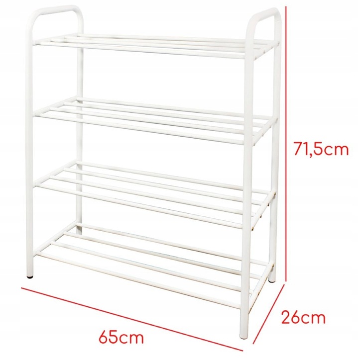 REGAŁ STOJAK METALOWY DUŻY PÓŁKA NA BUTY 4 POZIOMOWA STYLOWA BIAŁA