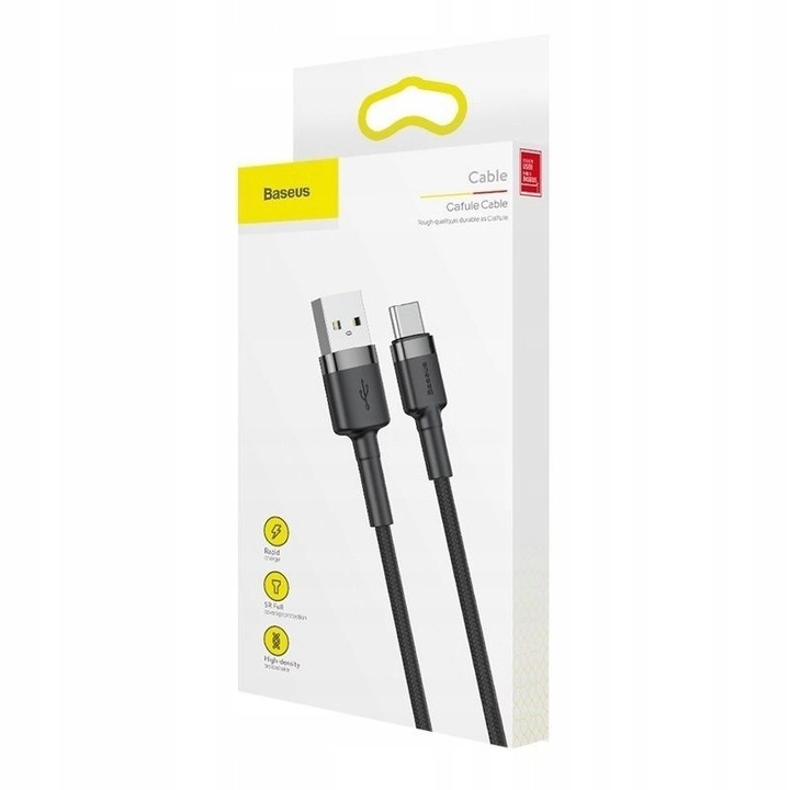 Mocny kabel USB-A - USB-C 2m Baseus w oplocie Szybkie ładowanie 2A typ C QC