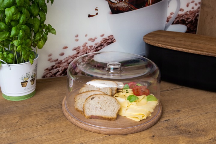 Patera Pojemnik Na Ciasto Owoce Przekąski z Pokrywką Kloszem Taca