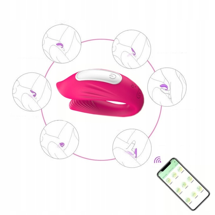 SSĄCY ŁECHTACZKĘ MASAŻER, WIBRATOR DLA PAR, Z APLIKACJĄ