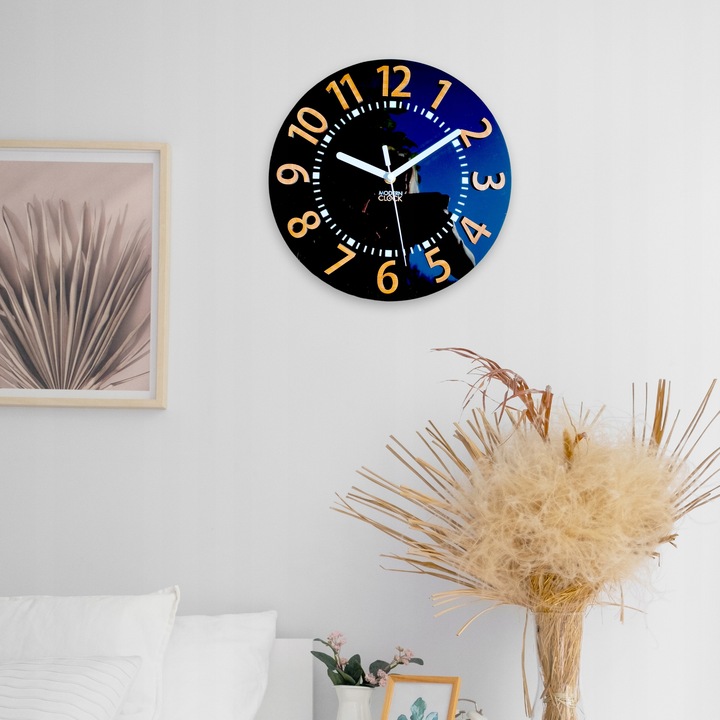 Zegar ścienny EROS 3D cichy czytelny bambus 28 CM