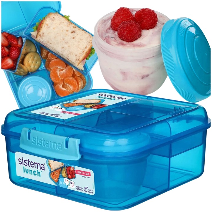 LUNCH BOX ŚNIADANIÓWKA SISTEMA POJEMNIK BOX BENTO 1250ml Z PRZEGRÓDKAMI SOS