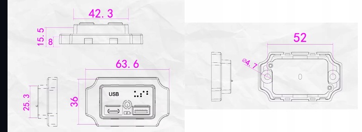 Gniazdo samochodowe montażowe 12V 24V USB PD3.0 QC3.0 IP55 LED ON OFF Dotyk