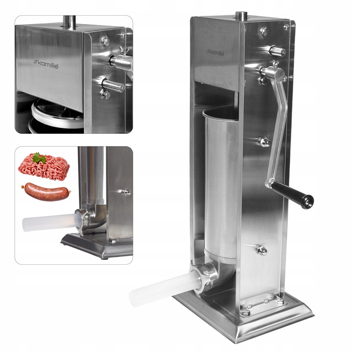 NADZIEWARKA DO KIEŁBASY 5,0 KG MASZYNKA DO KIEŁBAS SZPRYCA PIONOWA KAMILLE