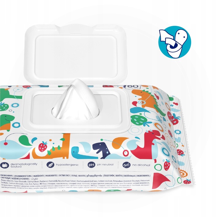 10x Papier nawilżany Kindii fun 60 szt.