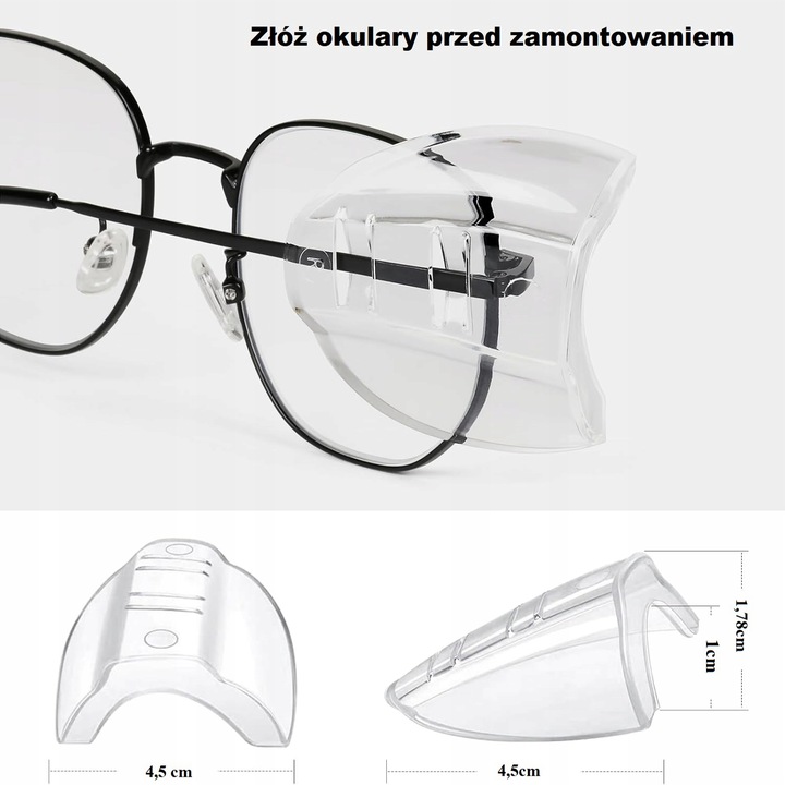Osłony Boczne Nakładki Do Okularów Ochronnych Przezroczyste Miękkie 6