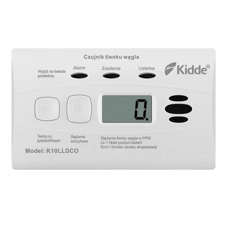 Czujnik tlenku węgla (czadu) Kidde K10LLDCO LCD 10 lat