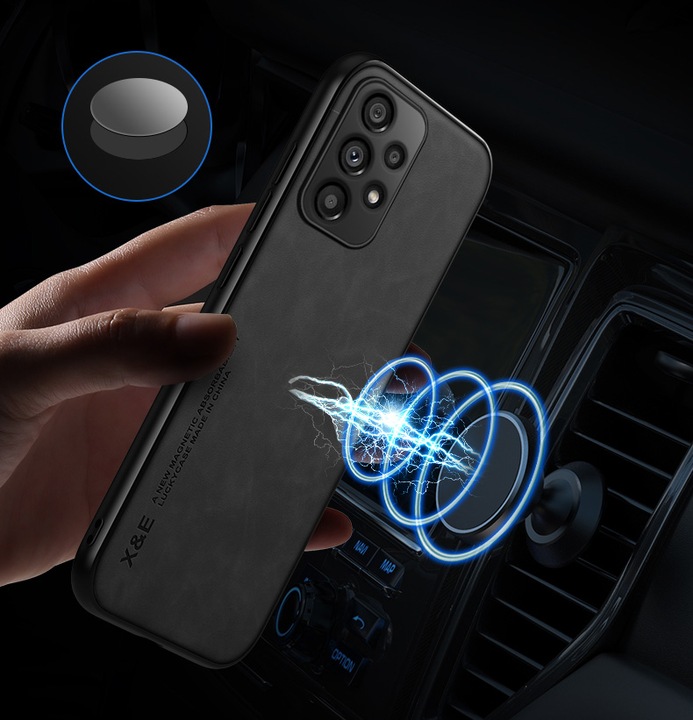 Etui Skórzane DO SAMSUNG GALAXY A52s A52 5G A52s 5G Case + Szkło Czarne