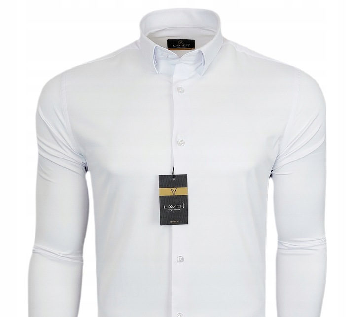 Koszula męska Biała dopasowana Lavier - SLIM FIT Bawełna Rozmiar XL
