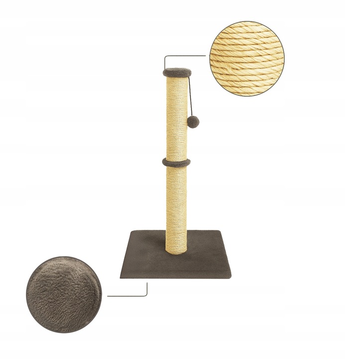 Drapak Dla Kota Wieża SŁUPEK Wysoki 90 cm + Zabawka Sznurek Kulka Pompon