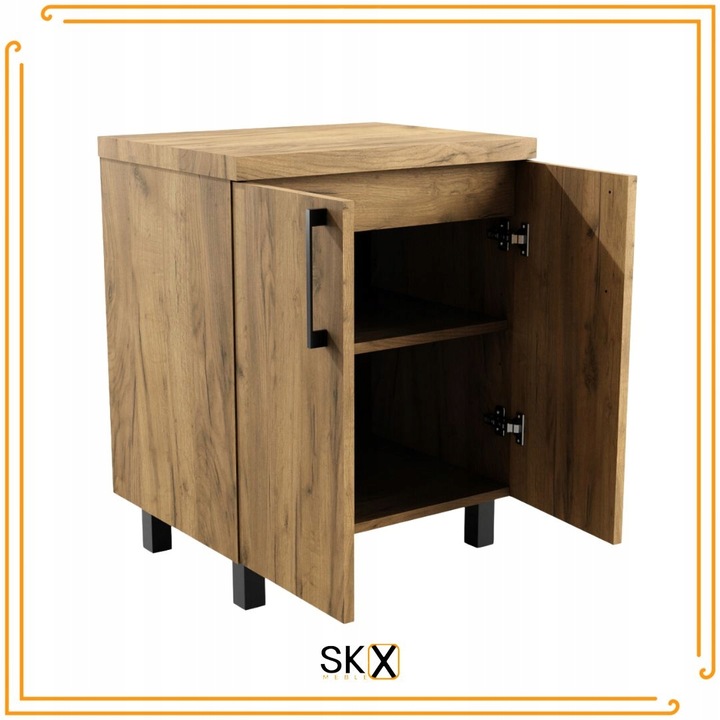 Szafka Łazienkowa Stojąca 60 cm Pod Umywalkę Nablatowa Komoda Dąb