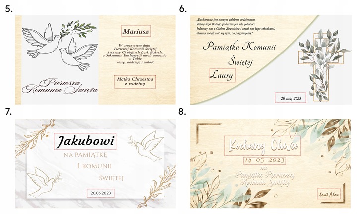 Pamiątka Pierwszej Komunii Świętej Prezent na Komunię Pudełko na