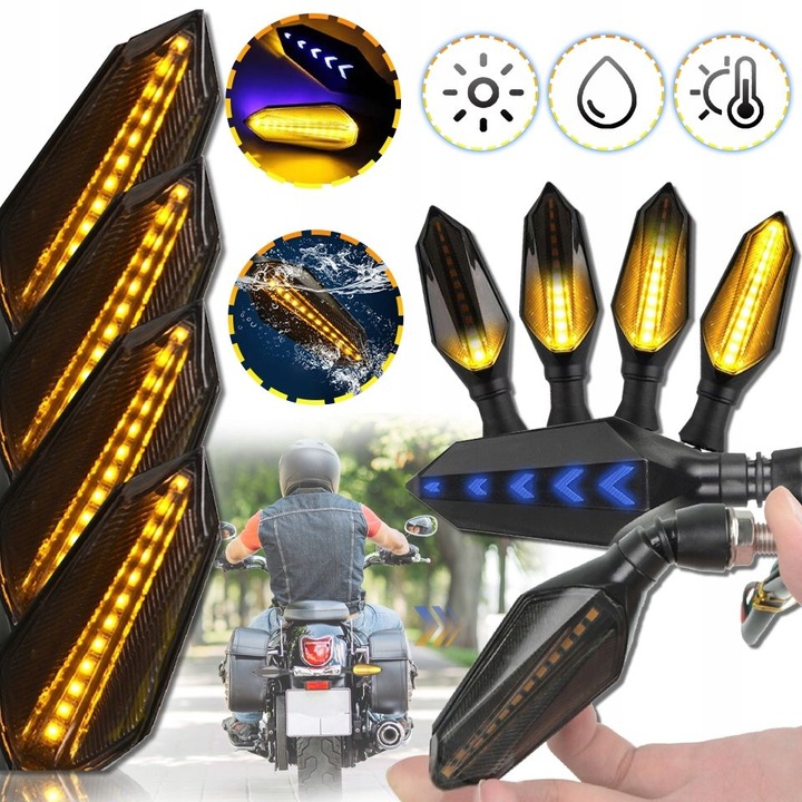 4X KIERUNKOWSKAZY MOTOCYKLOWE SKUTERA QUAD MOTOR DYNAMICZNE LED HOMOLOGACJA