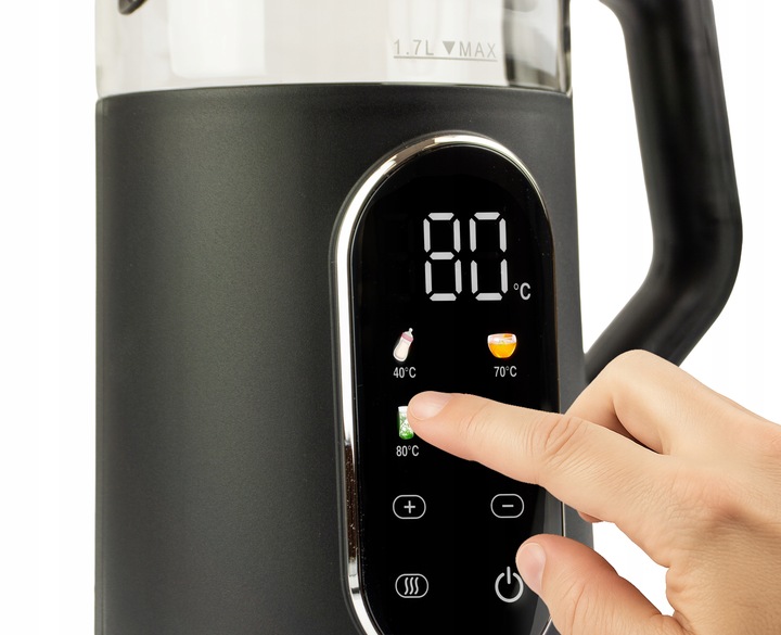 CZAJNIK ELEKTRYCZNY REGULACJA TEMPERATURY DIGITAL CZARNY 1,7L 2200W