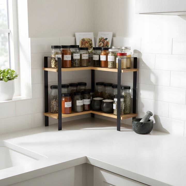 STOJAK NA PRZYPRAWY REGAŁ BAMBUSOWY DREWNIANY ORGANIZER PÓŁKI