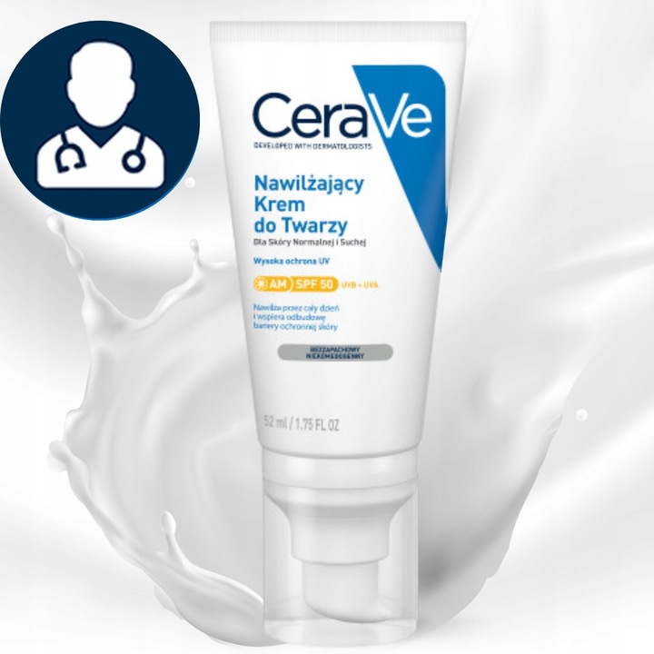 CeraVe Zestaw Nawilżający Krem do Twarzy SPF 50 52ml + Żel Myjący 236 ml