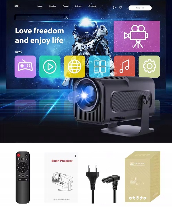 PROJEKTOR HY320 MINI RZUTNIK PRZENOŚNY ANDROID HD SMART TV NAJNOWSZA WERSJA