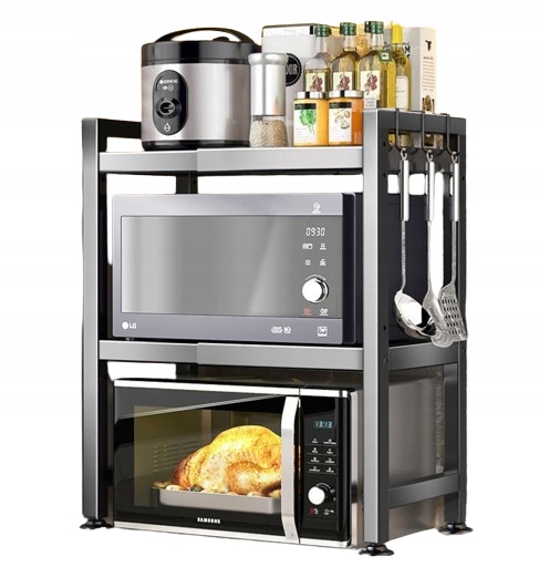 PÓŁKA REGULOWANA PODWÓJNA STOJAK DO KUCHNI NA MIKROFALÓWKĘ + 6