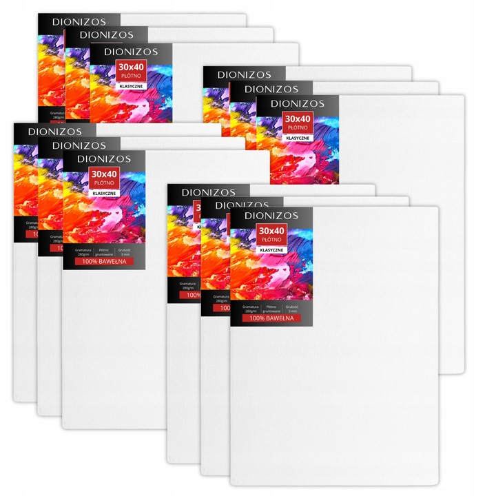 12szt PODOBRAZIA PŁÓTNO MALOWANIA PODOBRAZIE MALARSKIE BAWEŁNIANE 30x40cm