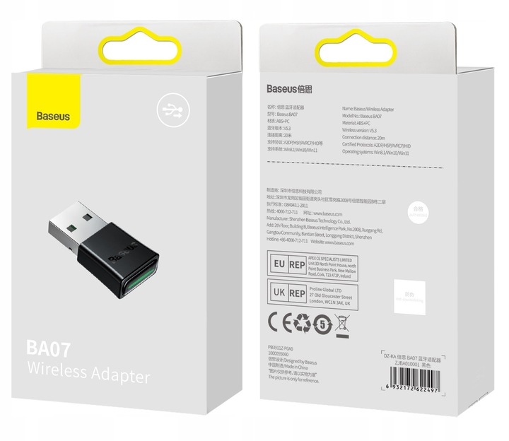 ADAPTER MODUŁ Bluetooth 5.3 BEZPRZEWODOWY ODBIORNIK NADAJNIK Baseus BA07