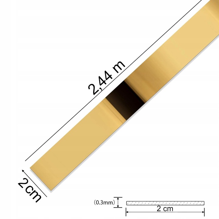 Listwa Dekoracyjna SAMOPRZYLEPNA Złota POŁYSK Taśma Ozdobna 2cm x 2,44m