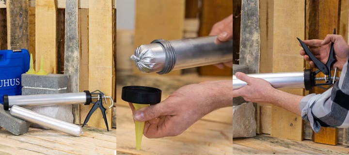 PISTOLET WYCISKACZ do SILIKONU Uszczelniaczy Mas 600ml WYTRZYMAŁY