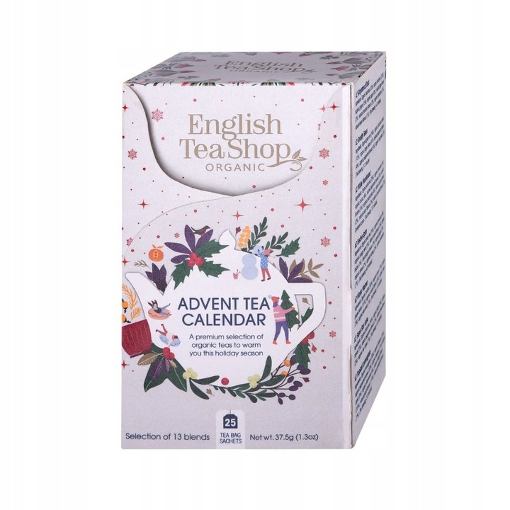 Biały kalendarz adwentowy, Advent Calendar, 25 saszetek idealny na prezent