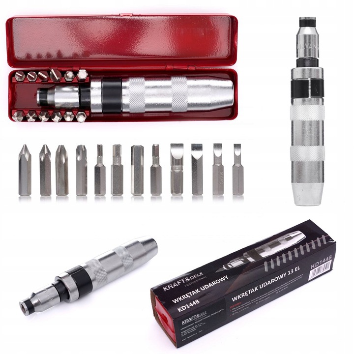 WKRĘTAK WYKRĘTAK UDAROWY DO POBIJANIA Kraft&Dele KD1448 ZESTAW BITSY