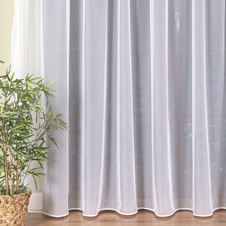 FIRANA GOTOWA BIAŁA WOAL Z LAMÓWKA NA TAŚMIE DO SALONU SYPIALNI 400x250 cm