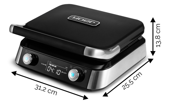 Gofrownica Yoer 2 DUŻE GOFRY +4 automatyczne programy +Regulacja chrupkości