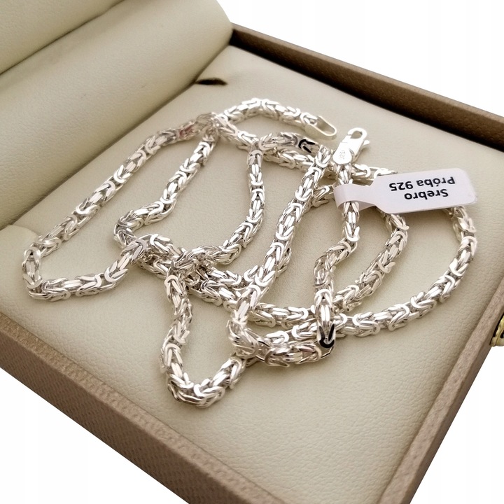 SREBRNY ŁAŃCUSZEK MĘSKI SPLOT KRÓLEWSKI 55 CM SREBRO 925 + GRATISY + GRAWER