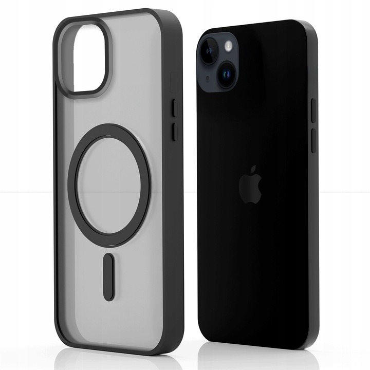 Etui Do Apple iPhone 14 Plus (Magsafe, Czarne Matowe, Wzmacniane) +Szkło 9h