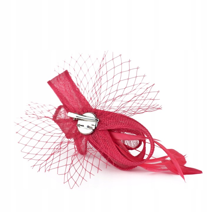 Fascynator Lniany Broszka Spinka z Kokardą Piórami Weselny Elegancki Styl