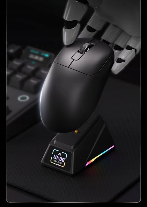 AJAZZ AJ179P PAW 3395 Bezprzewodowa mysz do gier z ładowarką RGB, dwie