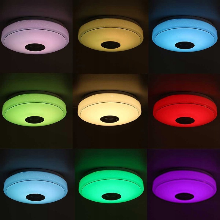 Lampa plafon LED RGB GŁOŚNIK Bluetooth 60w + PILOT