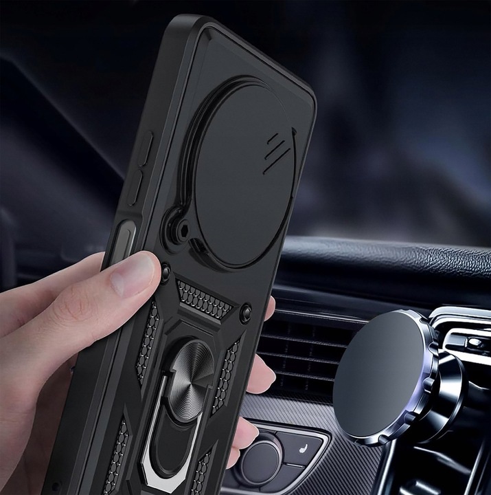 PANCERNE ETUI SLIDE RING CASE DO XIAOMI REDMI 14C | POCO C75 +SZKŁO 9H