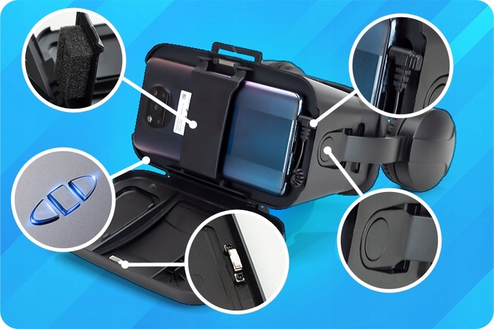 VR GOOGLE gogle 3D do filmów na telefon+SŁUCHAWKI