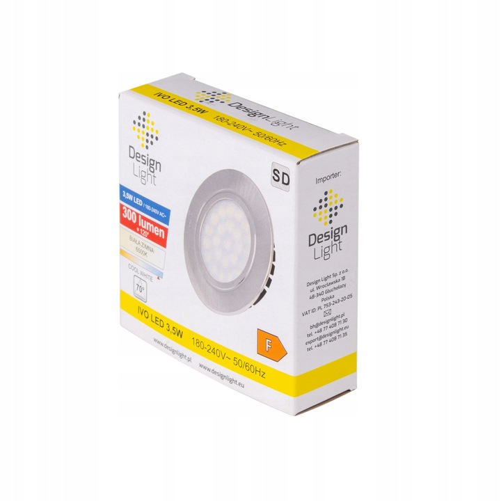 Oprawa LED IVO 230V AC 3,5W Stal Drapana barwa neutralna