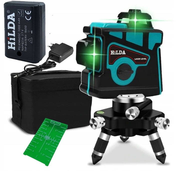 HILDA POZIOMICA 3D 12 LINII LASER KRZYŻOWY SAMOPOZIOMUJĄCY NIWELATOR TARCZA