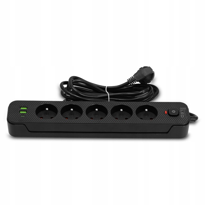 Przedłużacz Listwa Zasilająca Siec 3M 5 Gniazd 230V + 3X USB Ładowarka