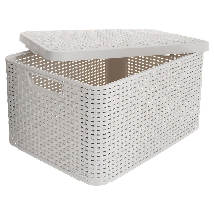 Koszyk z pokrywą kremowy 30L CURVER STYLE L PUDEŁKO