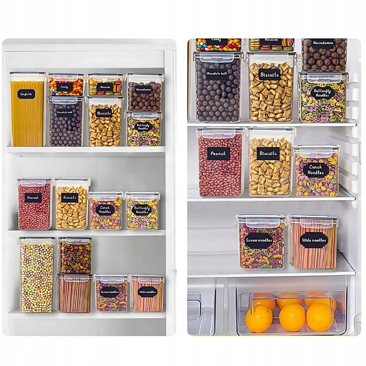 POJEMNIK SŁOIK PLASTIKOWY NA MAKARON KASZE PUDEŁKA NA ŻYWNOŚĆ 14szt