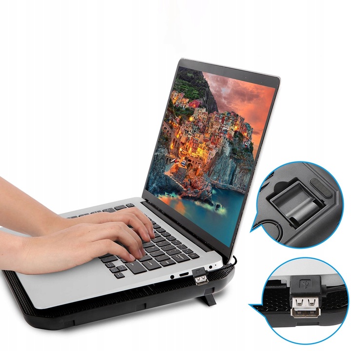 PODSTAWKA DUŻA PODKŁADKA CHŁODZĄCA POD LAPTOPA NOTEBOOK 12-15,4" CICHA 11dB