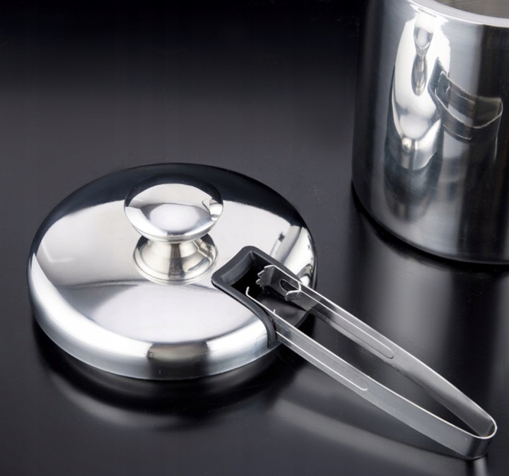 Wiaderko do Lodu Termiczny Pojemnik na Kostki Lód 1,3l + Szczypce Łyżeczka