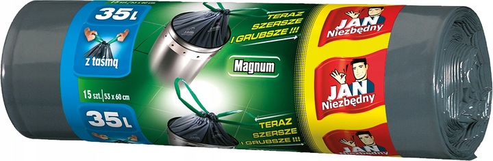 WORKI NA ŚMIECI 35L JAN NIEZBĘDNY MAGNUM FLEX & STRONG Z TAŚMĄ 75SZT MOCNE