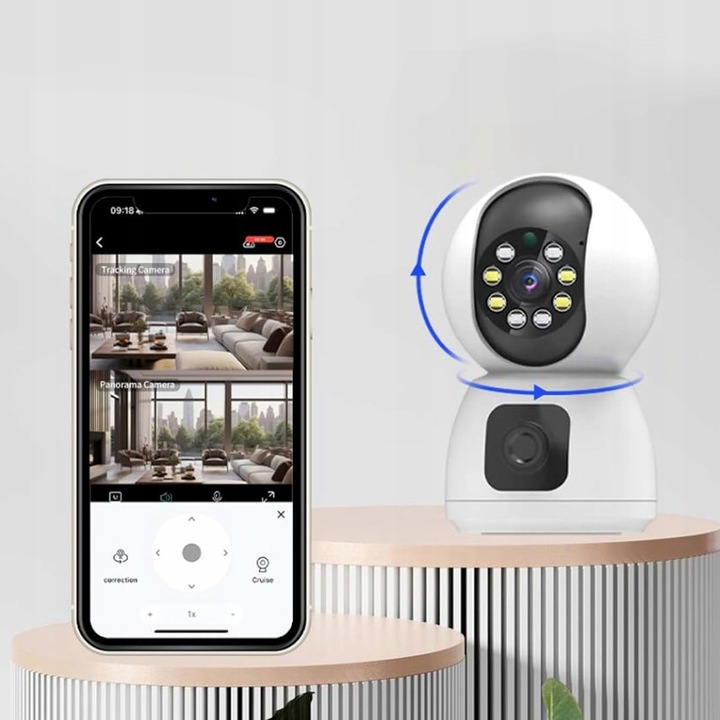 KAMERA MONITORUJĄCA BIAŁA 2,4G WIFI PTZ + 2 OBIEKTYWY 2MP